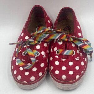Bob’s Skechers sneakers Toddler Girl's shoes Sz 6 Red Polka Dot Rainbow Laces‎